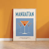 Manhattan Retro Cocktail Print